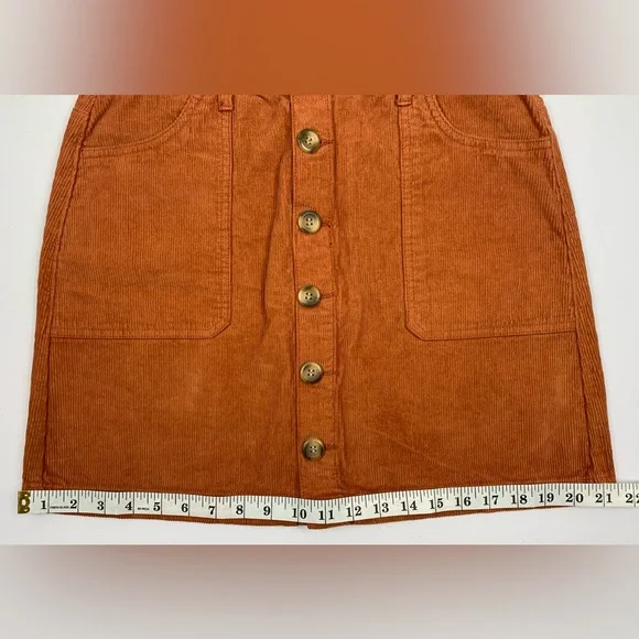 Kensie Corduroy Button Front Mini Skirt Ginger Biscuit NWT 8 - Picture 12 of 13
